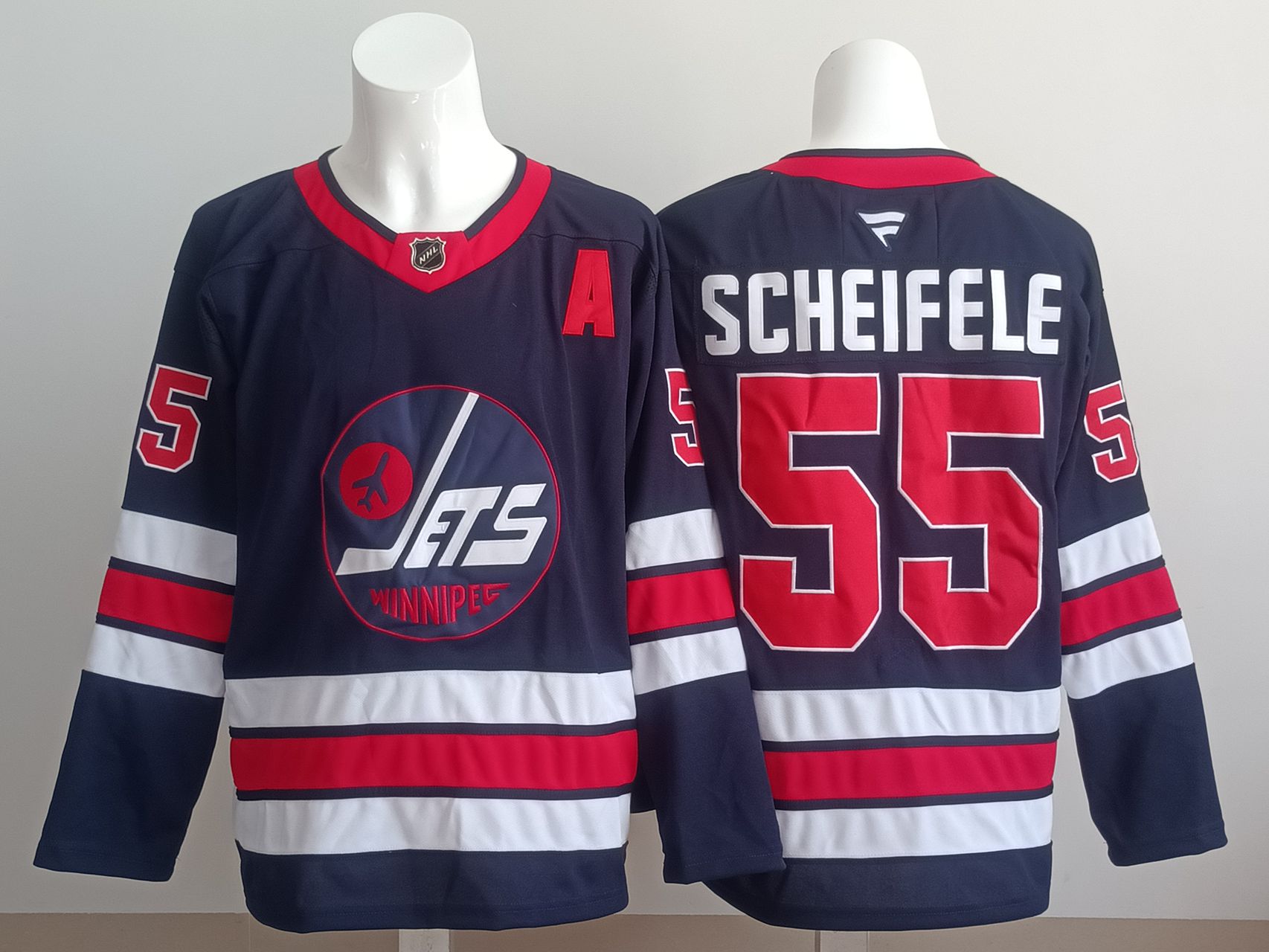 Men 2025 Winnipeg Jets #55 Scheifele Blue Fanatics Home Premium NHL Jersey style 1